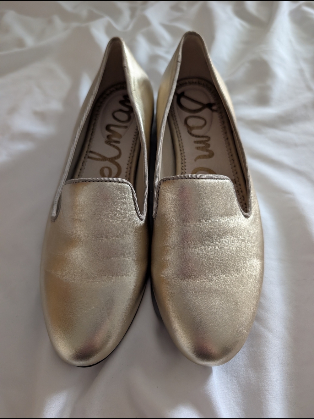 Sam Edelman Metallic Slip-On Loafers in Gold